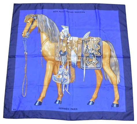 hermes mon petit cheval mexicain|HERMES Silk Mon Petit Cheval Mexicain Scarf 90.